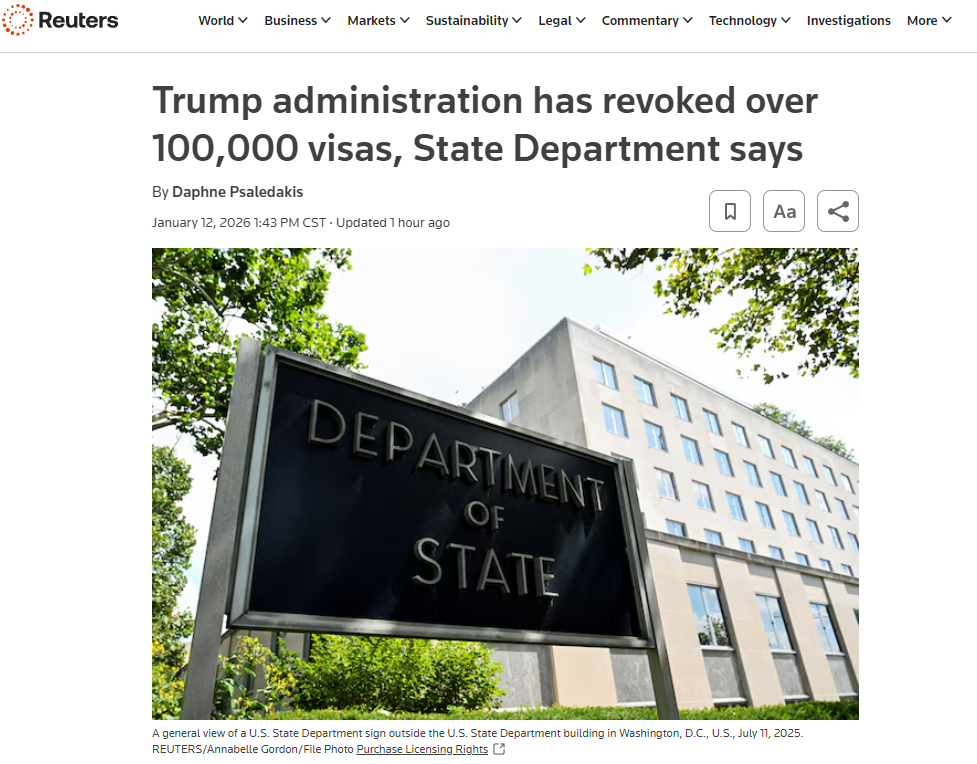 一年狂撤10万美签！美国签证迈入长期严管阶段