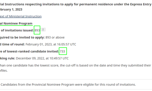 2月1日加拿大EE快速通道邀请省提名893人，CRS评分733分！